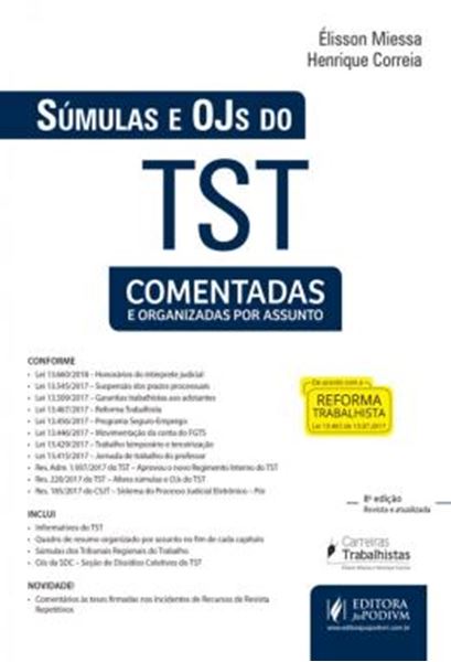 Picture of SUMULAS E OJS DO TST - COMENTADAS E ORGANIZADAS POR ASSUNTOS