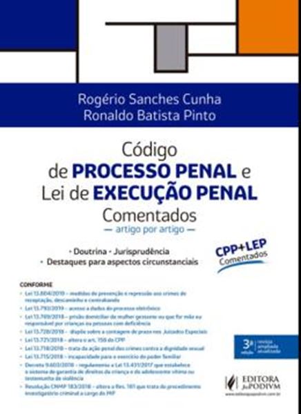 Picture of CODIGO DE PROCESSO PENAL E LEI DE EXECUCAO PENAL COMENTADOS - ARTIGO POR ARTIGO - 3ª ED