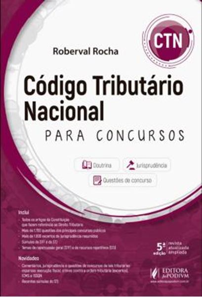 Picture of CODIGO TRIBUTARIO NACIONAL PARA CONCURSOS - CTN - 5ª ED