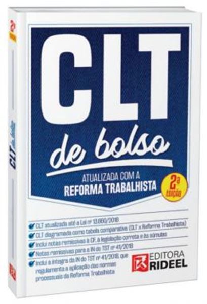 Picture of CLT DE BOLSO – ATUALIZADA COM A REFORMA TRABALHISTA LEI N? 13.467 E MP N? 808 - VOLUME  - 