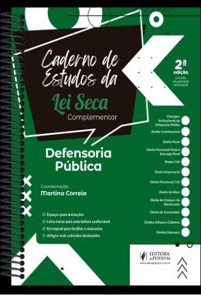 Picture of CADERNO DE ESTUDOS DA LEI SECA COMPLEMENTAR - DEFENSORIA PUBLICA - 2ª ED