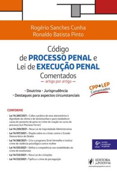 Picture of CODIGO DE PROCESSO PENAL E LEI DE EXECUCAO PENAL COMENTADOS ARTIGO POR ARTIGO - 6ª ED