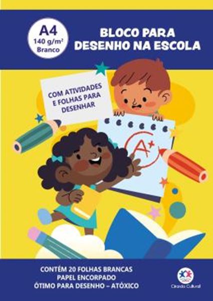 Picture of COLECAO LIVRO BLOCO DE DESENHO - BLOCO PARA DESENHO NA ESCOLA A4 140G BRANCO - COM ATIVIDADES E FOLHAS PARA DESENHAR