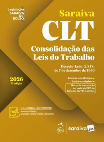 Picture of COLECAO LEGISLACAO SARAIVA DE BOLSO - SARAIVA - CLT - CONSOLIDACAO DAS LEIS DO TRABALHO  - 16ª ED 2026